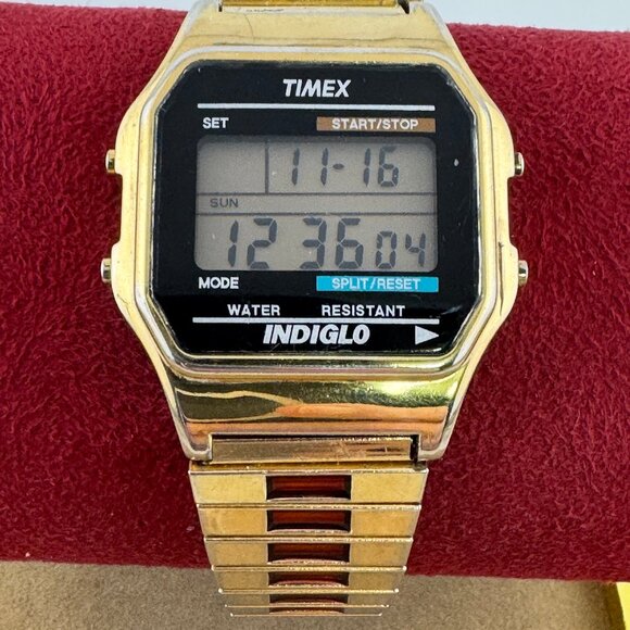 Timex Indiglo Digital Men’s Gold Tone Alarm Chrono Quartz Watch - Picture 2 of 7